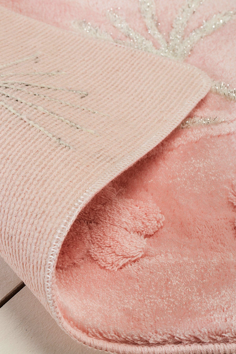 Orkide Pudra 3lü Set Akrilik Banyo Paspas ve Halısı, Kaymaz Taban, Yıkanabilir Bonvagon