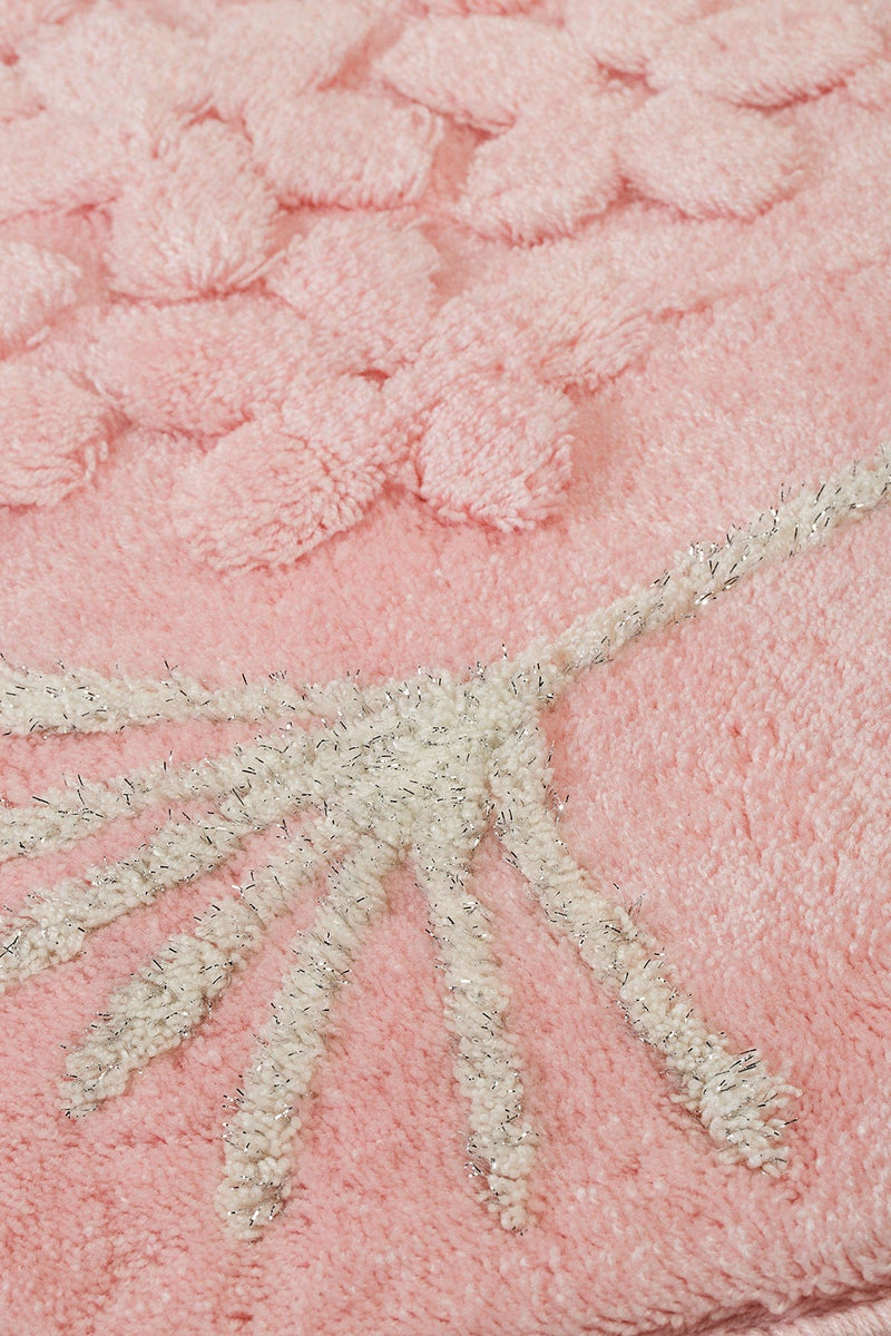 Orkide Pudra 3lü Set Akrilik Banyo Paspas ve Halısı, Kaymaz Taban, Yıkanabilir Bonvagon