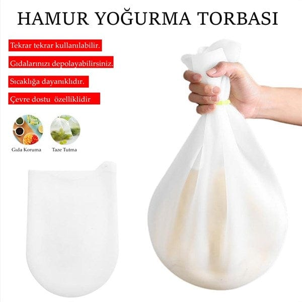 Orta Hamur Torbası Silikon Şeffaf Hamur Yoğurma Torbası Ekmek Makarna Mantı Hamuru Kolay Yoğurma Bonvagon