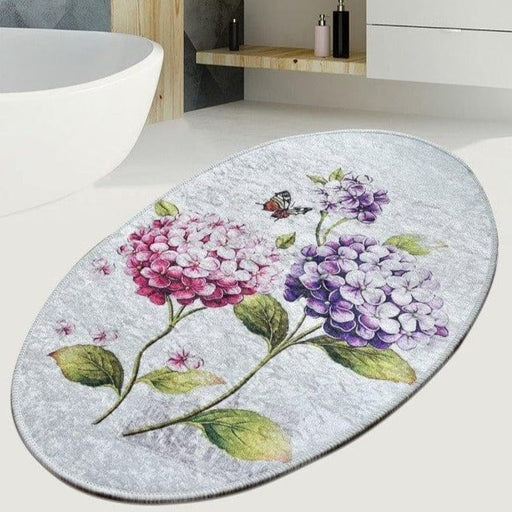 Ortanca Oval 60x90cm Dijital Baskılı Halı, Kaymaz Taban, Yıkanabilir Bonvagon