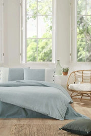 Çift Kişilik Ranforce Nevresim Takımı Natural Line Mavi Bonvagon