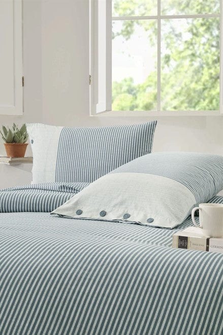 Çift Kişilik Ranforce Nevresim Takımı Natural Line Mavi Bonvagon