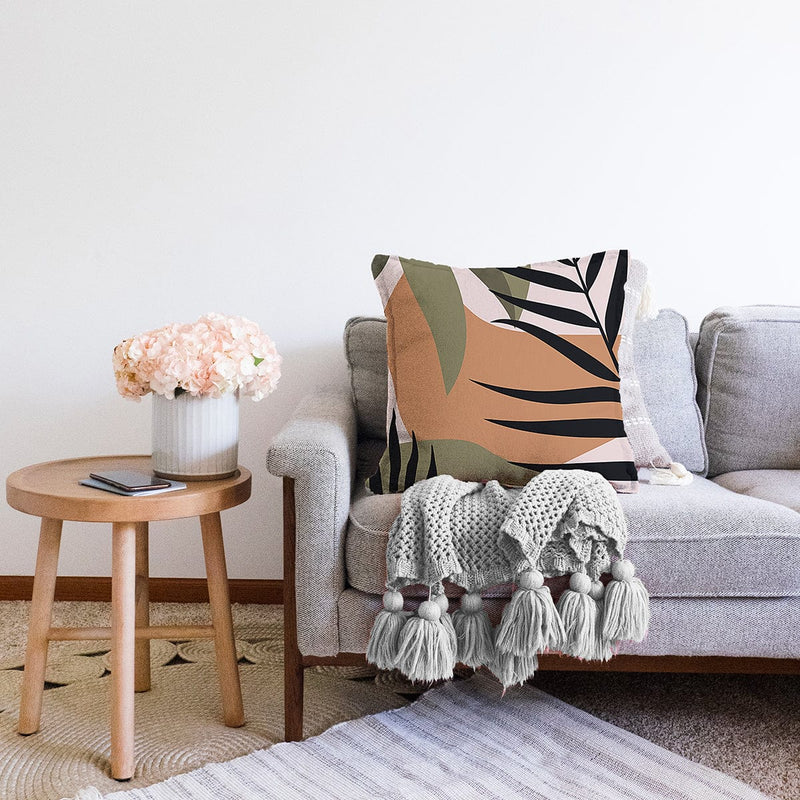 Özel Tasarım Boho Çizimli Dijital Baskılı Modern Raşel Kadife Yastık Kırlent Kılıfı Bonvagon