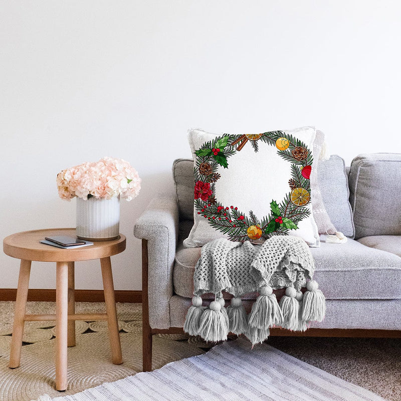 Özel Tasarım Christmas Temalı Dijital Baskılı Dekoratif Raşel Kadife Yastık Kırlent Kılıfı Bonvagon