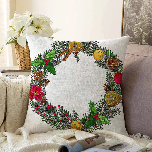 Özel Tasarım Christmas Temalı Dijital Baskılı Dekoratif Raşel Kadife Yastık Kırlent Kılıfı Bonvagon