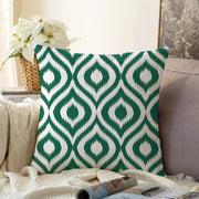 Özel Tasarım Koyu Yeşil İkat Desenli Dijital Baskılı Raşel Kadife Yastık Kırlent Kılıfı Bonvagon