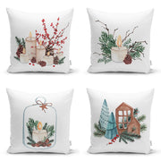 Özel Tasarım Mum Temalı Dijital Baskılı Modern 4lü Kırlent Kılıfı Seti Bonvagon