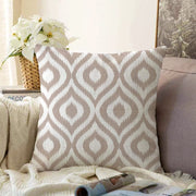 Özel Tasarım Vizon İkat Desenli Dijital Baskılı Raşel Kadife Yastık Kırlent Kılıfı Bonvagon