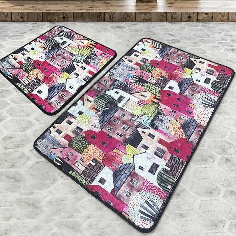 Pale 2li Set Dijital Banyo Halısı, Kaymaz Taban, Yıkanabilir Bonvagon