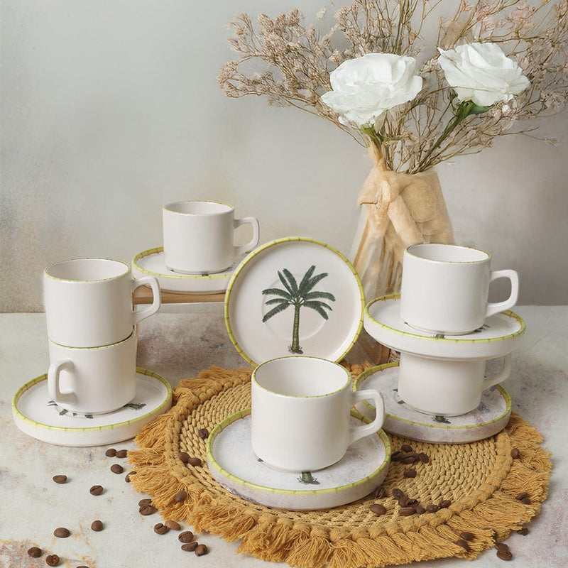 Palmiye Stackable Çay Takımı 12 Parça 6 Kişilik 22642 Bonvagon