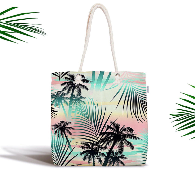 Palmiye Yaprakları Özel Tasarım Fermuarlı Kumaş Çanta Bonvagon