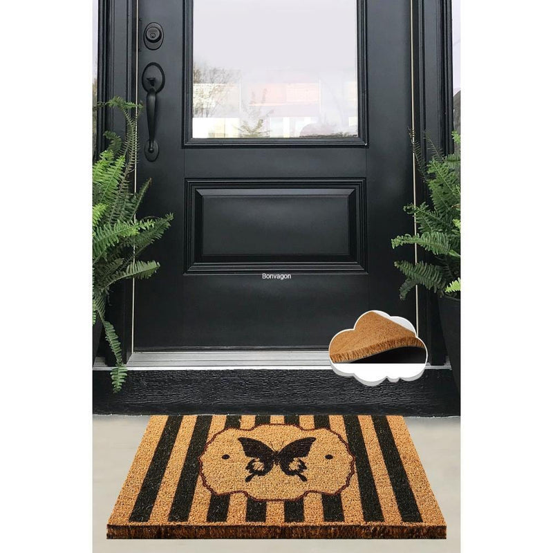 Papillon Black Doğal Koko Hindistan Cevizi Kapı Önü Paspas 60x40cm Bonvagon