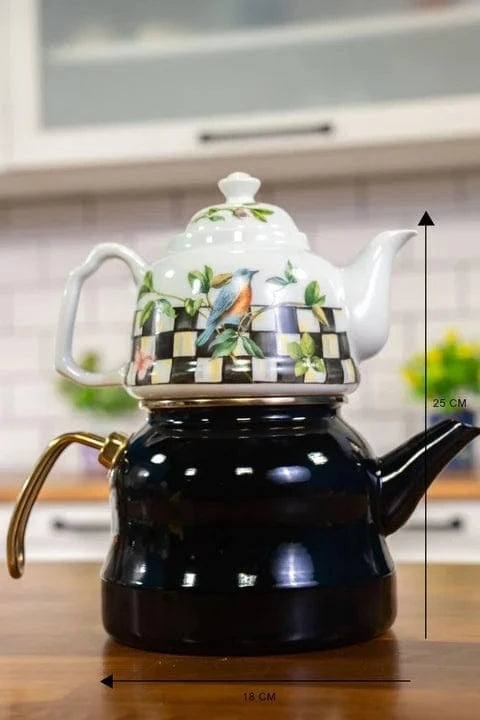 Paradise Porselen Demlikli Emaye Royal Çaydanlık Bonvagon