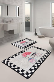 Parfume Dijital Baskılı 2li Set Banyo Halısı, Kaymaz Taban, Yıkanabilir Bonvagon