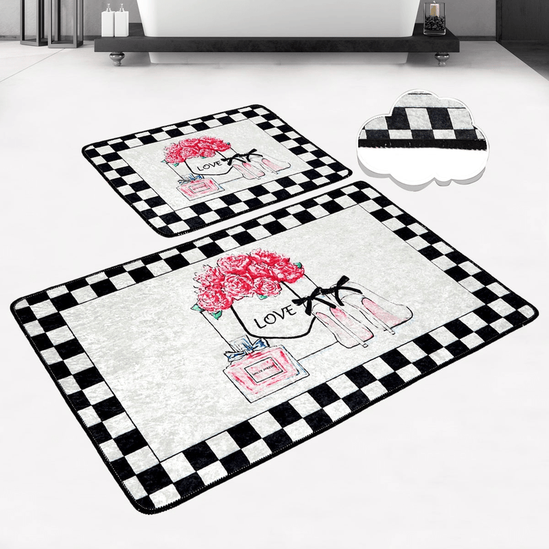 Parfume Dijital Baskılı 2li Set Banyo Paspas ve Halısı, Kaymaz Taban, Yıkanabilir Bonvagon