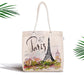 Paris Çizimli Modern Tasarımlı Dijital Baskılı Fermuarlı Kumaş Çanta Bonvagon