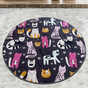 Park Cat Kedi Dijital Baskılı Yuvarlak Banyo Halısı, Kaymaz Taban, Yıkanabilir Bonvagon