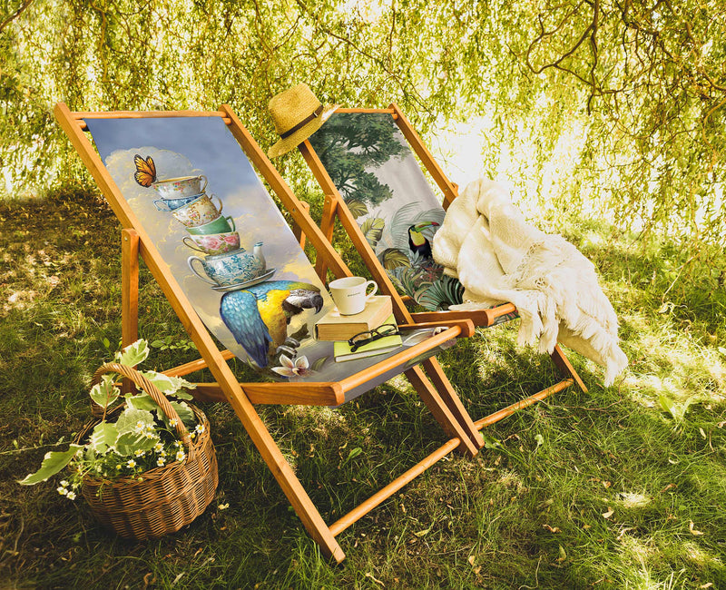 Parrot Katlanabilir Şezlong Katlanır Ahşap Lounge Chair