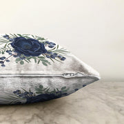 Pastel Mavi Gül Desenli Dijital Baskılı Modern Raşel Kadife Yastık Kırlent Kılıfı Bonvagon