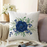 Pastel Mavi Gül Desenli Dijital Baskılı Modern Raşel Kadife Yastık Kırlent Kılıfı Bonvagon