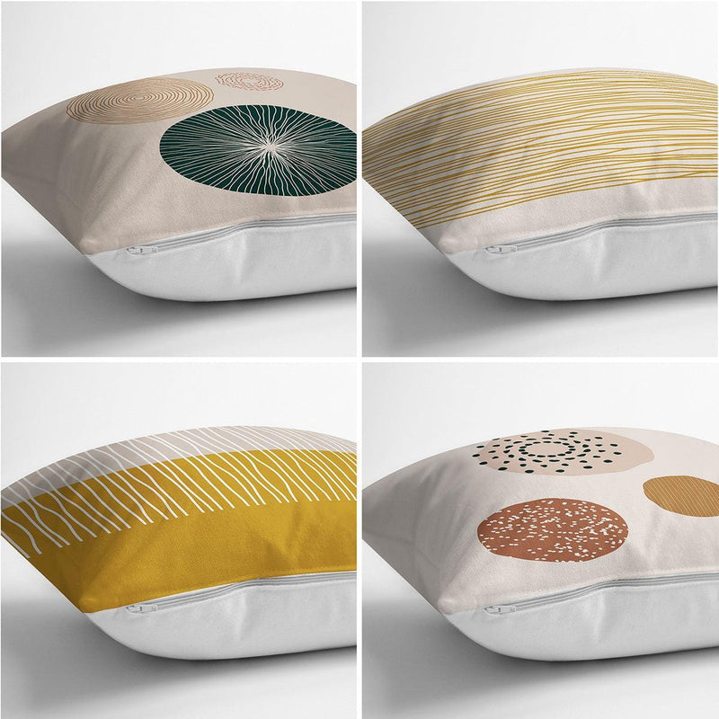 Pastel Renkli Çizgili Dijital Baskılı Modern 4lü Kırlent Kılıfı Seti