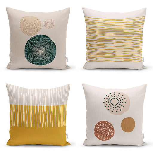 Pastel Renkli Çizgili Dijital Baskılı Modern 4lü Kırlent Kılıfı Seti Bonvagon