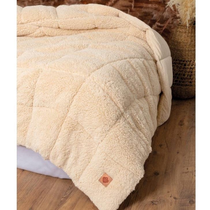 Peluş Çift Kişilik Yorgan Krem Bonvagon