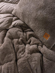 Peluş çift Kişilik Yorgan Seti Bej Bonvagon