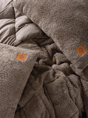 Peluş çift Kişilik Yorgan Seti Bej Bonvagon