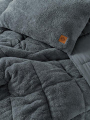 Peluş çift Kişilik Yorgan Seti Gri Bonvagon