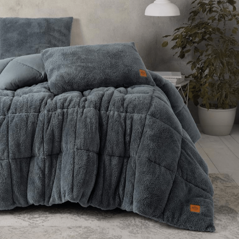 Peluş çift Kişilik Yorgan Seti Gri Bonvagon