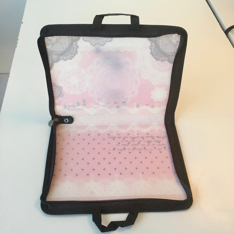 Pembe Dantel Görünümlü Fermuarlı A4 Dosya Bonvagon