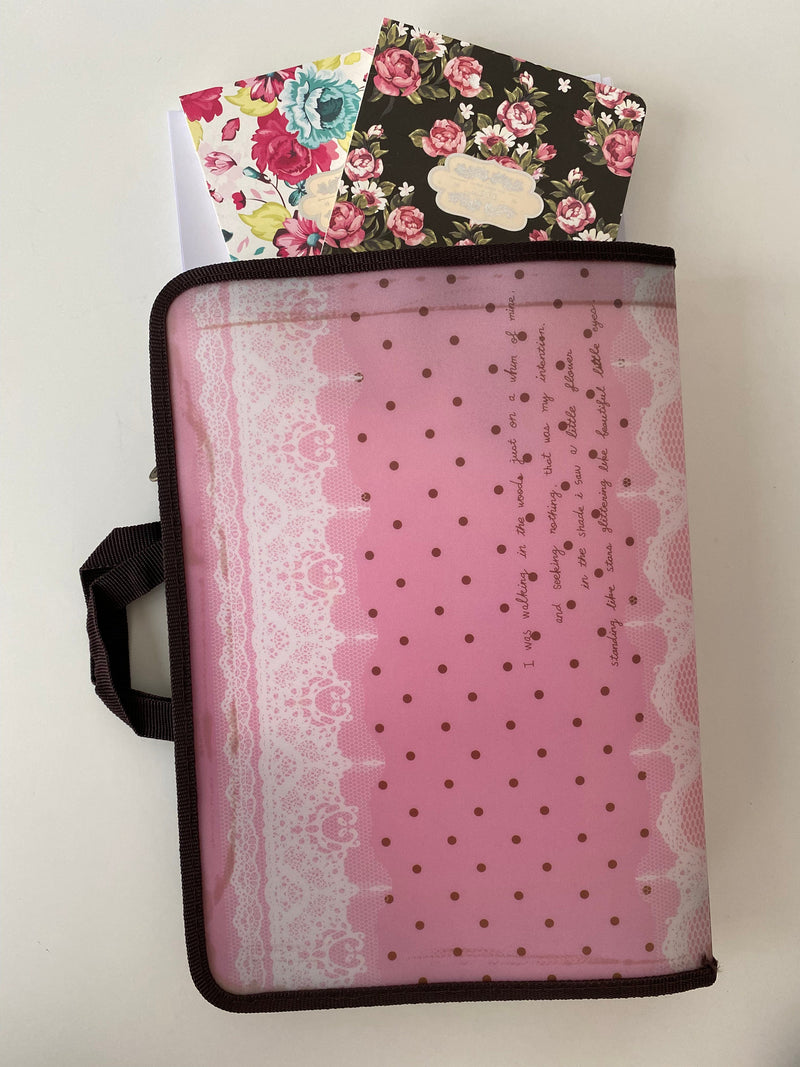 Pembe Dantel Görünümlü Fermuarlı A4 Dosya Bonvagon