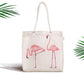 Pembe Flamingo Desenli Dijital Baskılı Fermuarlı Kumaş Çanta Bonvagon