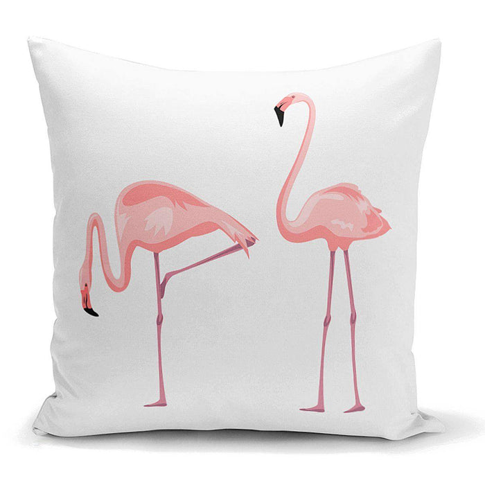 Pembe Flamingo Desenli Dijital Baskılı Yastık Kırlent Kılıfı 43x43cm Bonvagon