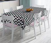 Pembe Mavi Geometrik Mermer Zeminli Dijital Baskılı Leke Tutmaz Masa Örtüsü Bonvagon