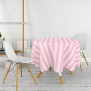 Pembe Renklerin Uyumu Modern Tasarımlı Dekoratif Leke Tutmaz Yuvarlak Masa Örtüsü