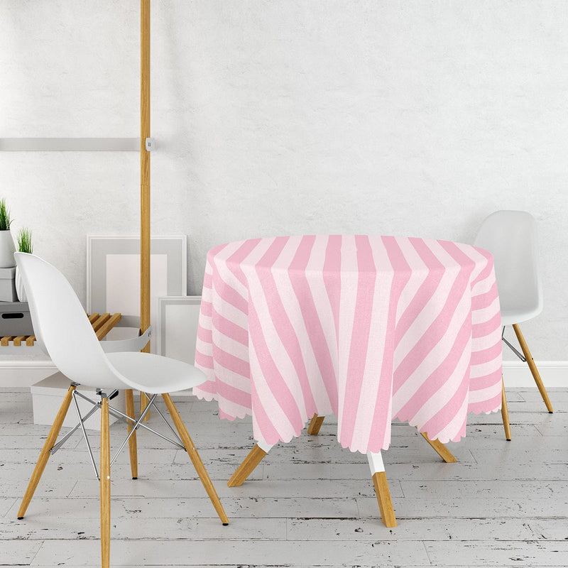 Pembe Renklerin Uyumu Modern Tasarımlı Dekoratif Leke Tutmaz Yuvarlak Masa Örtüsü