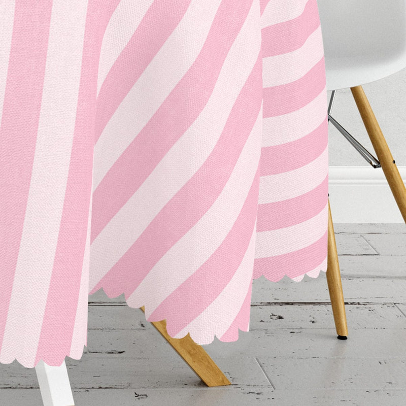 Pembe Renklerin Uyumu Modern Tasarımlı Dekoratif Leke Tutmaz Yuvarlak Masa Örtüsü Bonvagon