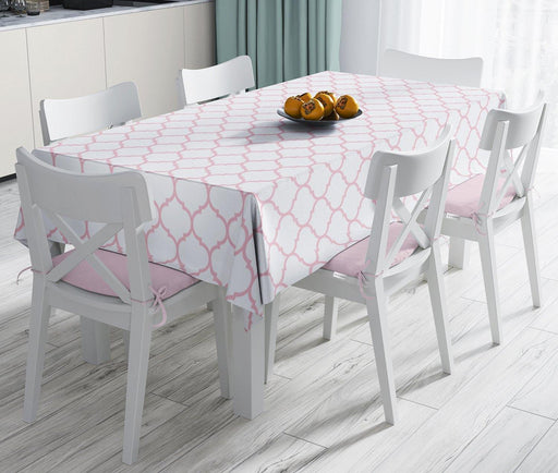 Pembe Renkli Ogea Desenli Dijital Baskılı Modern Leke Tutmaz Masa Örtüsü Bonvagon