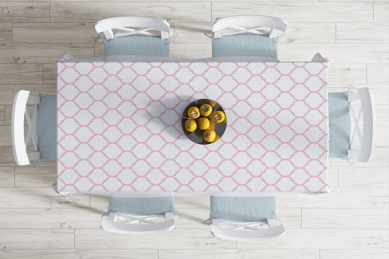 Pembe Renkli Ogea Desenli Dijital Baskılı Modern Leke Tutmaz Masa Örtüsü Bonvagon