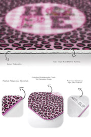 Pembe Zebra Motifli Hope Temalı 2li Banyo Halısı Takımı Kaymaz Taban Yıkanabilir Bonvagon