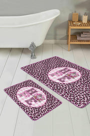Pembe Zebra Motifli Hope Temalı 2li Banyo Paspas ve Halısı Takımı Kaymaz Taban Yıkanabilir