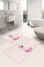Pembe Zemin Flamingo Özel Tasarım 2li Banyo Halısı Takımı Kaymaz Taban Yıkanabilir Bonvagon