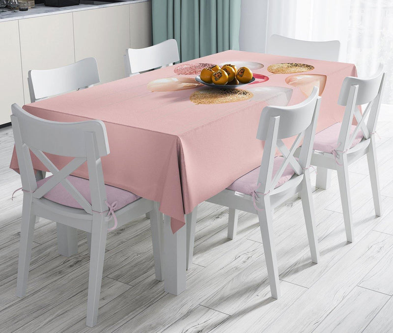 Pembe Zeminli Balonlar Desenli Leke Tutmaz Masa Örtüsü