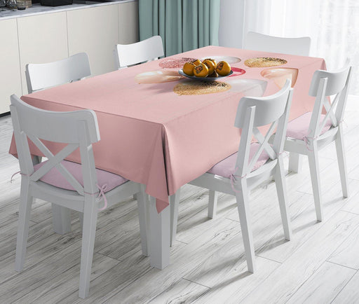 Pembe Zeminli Balonlar Desenli Leke Tutmaz Masa Örtüsü