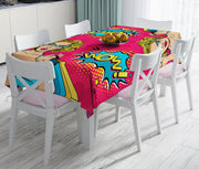 Pempe Pop Art Wow Tasarımlı Dekoratif Leke Tutmaz Masa Örtüsü Bonvagon