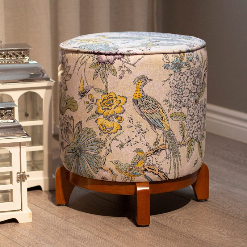 Peony Bird & Flowers Ayaklı Puf Bonvagon