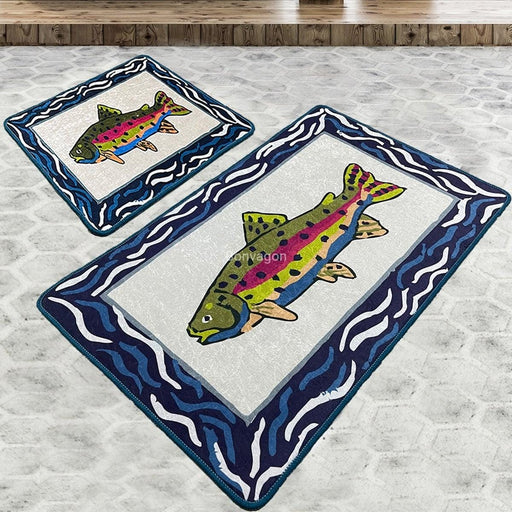 Pescado 2li Set Dijital Banyo Halısı, Kaymaz Taban, Yıkanabilir Bonvagon