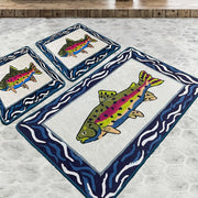 Pescado 3lü Set Dijital Banyo Halısı, Kaymaz Taban, Yıkanabilir Bonvagon